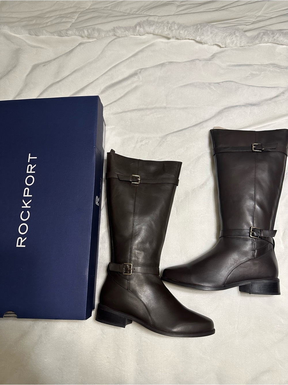 Rockport Dark Brown Leather Mid-Calf Riding Boots